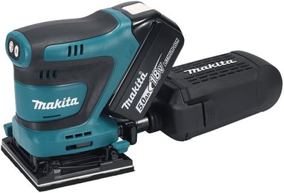 Levigatrice orbitale palmare a batteria Makita dbo481rtj | 18v| 2 batterie da 5,0 Ah + caricabatterie rapido | in mbox-dbo481rtj