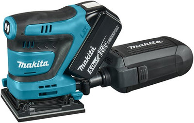 Levigatrice orbitale palmare a batteria Makita dbo481rtj | 18v| 2 batterie da 5,0 Ah + caricabatterie rapido | in mbox-dbo481rtj