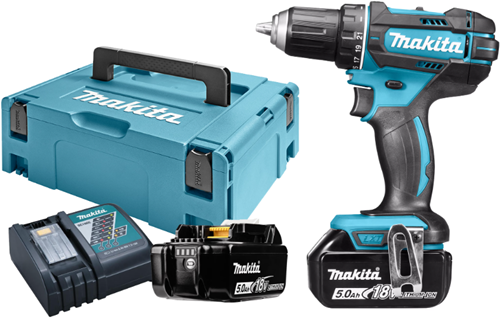 Makita ddf482rtj 18v boor- schroefmachine 5,0 ah accu (2 st), snellader, mbox - ddf482rtj