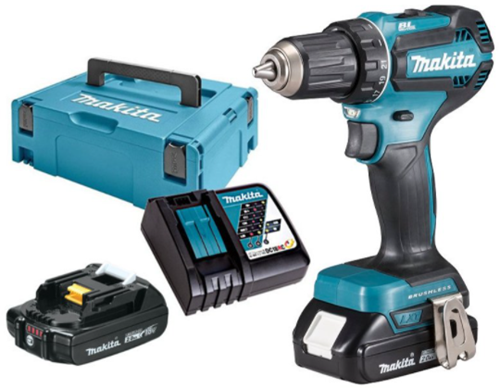 Makita ddf485raj | 18v| trapano e avvitatore | impostare | Batteria da 2,0 Ah (2 pezzi) | caricabatterie veloce | m-box - ddf485raj