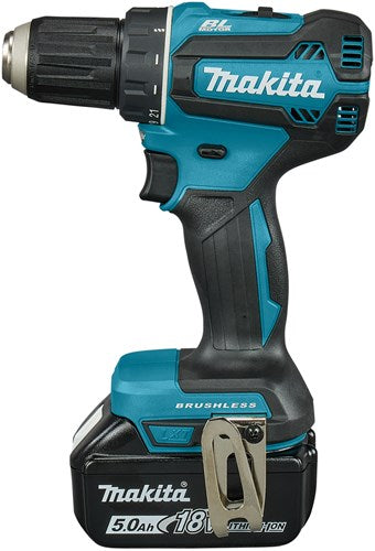 Makita ddf485rtj trapano avvitatore 18v brushless batteria 5.0 ah (2 pz), caricatore rapido, mbox