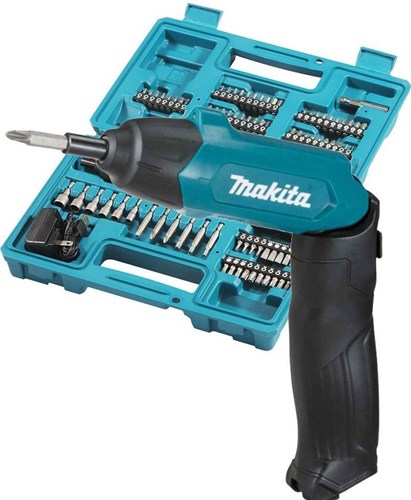 Cacciavite Makita df001dw 3,6 V con batteria agli ioni di litio da 1,5 Ah integrata, caricabatterie, custodia, acc. da 81 pezzi. set - df001dw