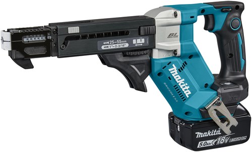 Makita dfr551rtj | 18v| macchina a vite | 25-55mm| 5,0 ah (2 pezzi) | caricabatterie veloce | nell'mbox dfr551rtj
