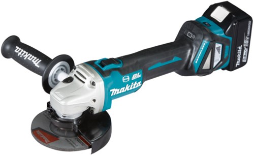 Amoladora angular Makita dga513rtj 18v 125mm | Incluye baterías y cargador en m-box.