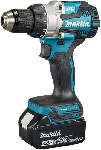 Makita dhp489rtj | 18 v klopboor- schroefmachine 5,0 ah accu (2 st), snellader, in mbox - dhp489rtj