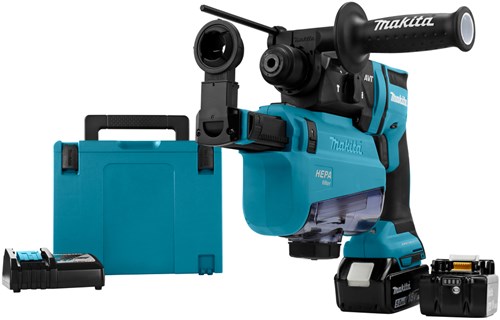 Taladro percutor combinado a batería makita mr182twju 18v | sds-plus | 5.0ah en mbox con extracción de polvo - hebr182twju