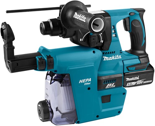 Makita dhr242rtjw 18v accu combi boorhamer | sds-plus | met stofafzuiging | li-ion 5.0ah - dhr242rtjw