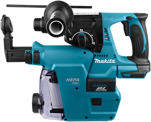 Martello combinato Makita a batteria 18v nudo con aspirazione polveri