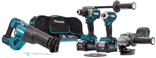 Makita dk0126g401 | conjunto combinado | 40v máximo | 4.0ah | iones de litio | taladro inalámbrico df001g | destornillador de impacto td003g | sacapuntas ga005g | sierra alternativa jr001g - dk0126g401