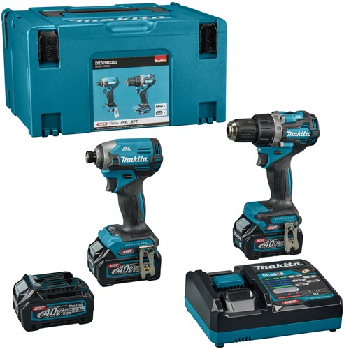 Makita dk0198g201 | 40 v max combset boren en (slag)schroeven | 3 x 2.5 ah accu + snellader - dk0198g201