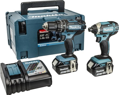 Makita dlx2131jx trapano a percussione a batteria 18v dhp482 + set combinato avvitatore a percussione dtd152 (batteria 2x 3.0ah) in mbox