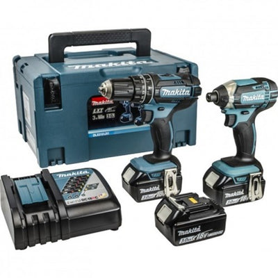Makita dlx2131jx1 trapano a percussione a batteria 18v dhp482 + set combinato avvitatore a percussione dtd152 (batteria 3x 3.0ah) in mbox