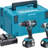 Makita dlx2180tj - trapano a percussione a batteria dhp484 + avvitatore a percussione a batteria dtd153 18v 5.0ah li-ion