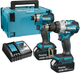 Makita dlx2528tj combo pack 18v trapano a percussione dhp489 + avvitatore a percussione dtd173z batteria da 5,0 ah (2 pz), in mbox