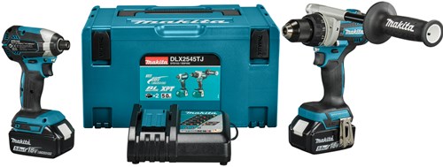 Set combinato Makita dlx2545tj 18v trapano/avvitatore ddf492 + avvitatore a percussione dtd153 (2x 5.0ah e caricabatterie) in mbox - dlx2545tj
