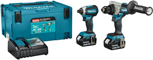 Set combinato Makita dlx2545tj 18v trapano/avvitatore ddf492 + avvitatore a percussione dtd153 (2x 5.0ah e caricabatterie) in mbox - dlx2545tj