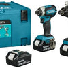 Set combinato Makita dlx2550tj 18v trapano/avvitatore a percussione dhp492 + avvitatore a percussione dtd153 (3 batterie da 5,0 Ah e caricabatterie) in mbox - dlx2550tj