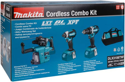 Makita dlx3106tw1 | conjunto combinado con ddf484, dtd153z y hebr242 | 18v-dlx3106tw1