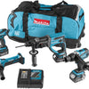 Juego básico Makita dlx4017 con 4 máquinas de iones de litio de 18v | 3 baterías - dlx4017