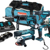 Set combinato Makita dlx6100px1 18v - dhp452 - hebr202 - dtm51 - dtd156 - dga452 | 3 batterie da 3,0 Ah