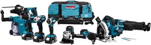 Makita dlx8026tw1 Juego combinado de 18 V para tornillos (de impacto), taladros (de impacto), rectificado, aserrado y montaje con baterías multiherramienta de 5,0 ah (3 piezas) - dlx8026tw1