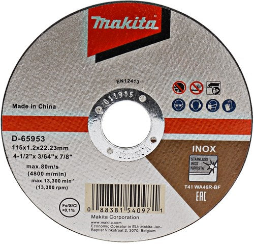 Disco de corte Makita 115x1,2mm acero inoxidable - d-65953