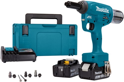 Makita drv150rtj | pinza per rivetti ciechi a batteria |18v | 5.0ah | ioni di litio | mbox