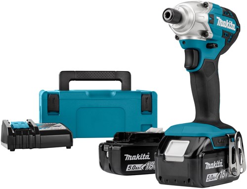 Avvitatore a percussione Makita dtd156rtj 18v | incluse batterie 2x5.0ah, caricabatterie rapido, mbox