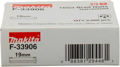 Makita accessories brad length 19mm version galvanized wire thickness 1.61mm - f-33906