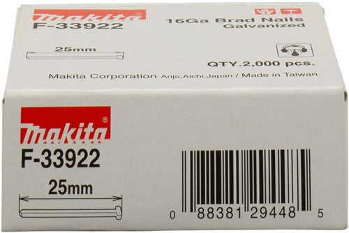 Makita accessories brad length 25mm version galvanized wire thickness 1.61mm - f-33922