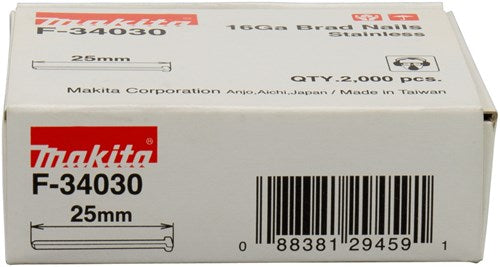 Makita accessoires brad rvs lengte 25mm uitvoering rvs a2 draaddikte 1,61mm - f-34030