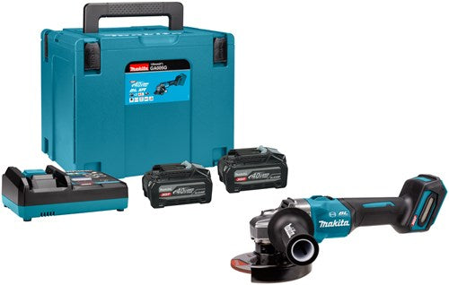 Makita ga005gu201 smerigliatrice angolare a batteria xgt 40v | 125 mm | incl. 2 batterie da 4,0 Ah e caricabatterie rapido - ga005gu201