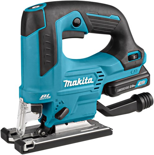 Sierra de calar makita jv103dsaj de 10,8 v con mango en d, batería de 2,0 ah (2 piezas), cargador, mbox