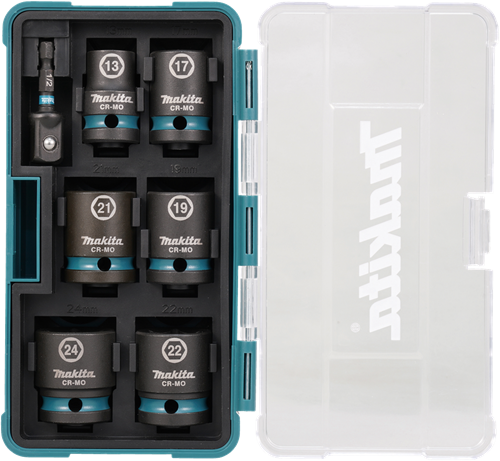 Set di bussole a impatto Imp Makita act black, 1 2 7 pezzi - e-16592