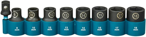 Imp Makita juego de vasos de impacto act negro, 1 2 9 piezas - e-16645