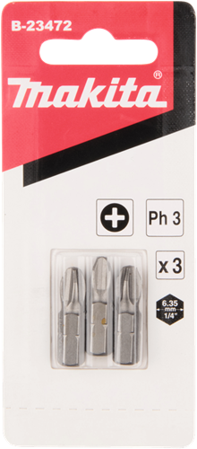 Punta a vite Makita | ph3x25 | 3 pezzi - b-23472