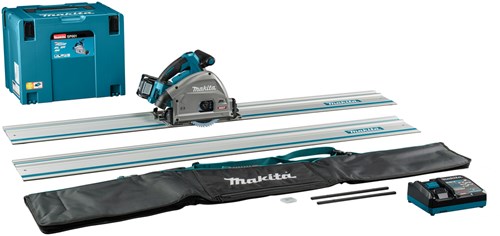 Makita sp001gm103 | Sierra circular de inmersión de 40 v máx. | 165 mm | Batería de 4,0 ah | cargador rápido | en mbox | con transmisor aws | carril guía (2 piezas) | 1500 mm | juego de tiras de acoplamiento y bolsa sp001gm103