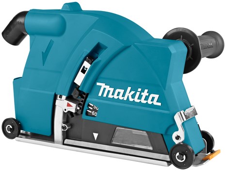 Makita dust-free grinding in concrete with this 230mm plunge dust extraction hood - 198440-5