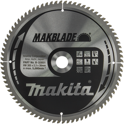Hoja de sierra makita madera 305x30x2.3 80t 5g - b-32851