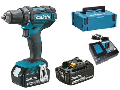 Makita ddf482rfj 18v boor- schroefmachine 3,0 ah accu (2 st), snellader, mbox