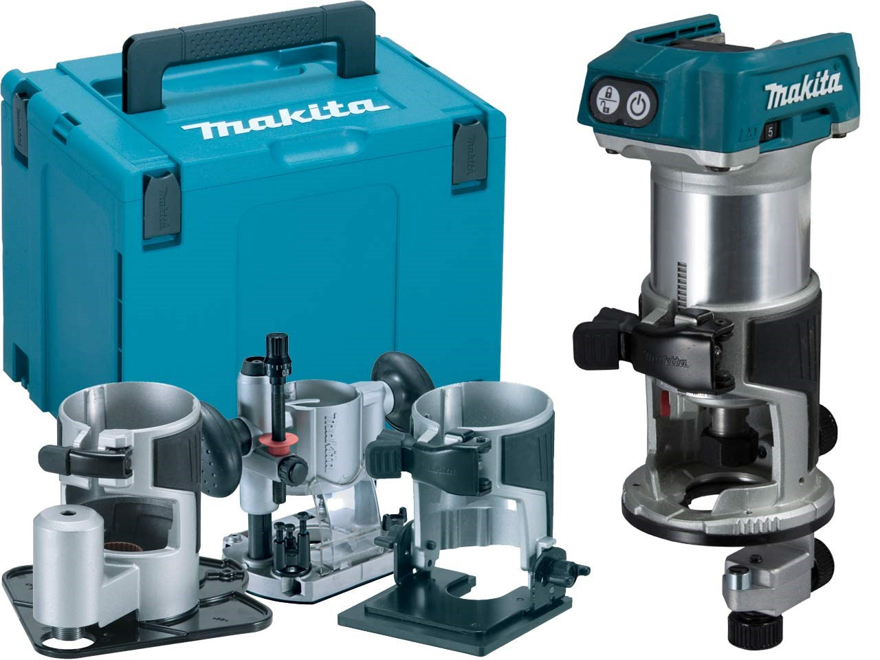 Fresadora a bateria makita drt50zjx3 18v li-ion | sin baterías ni cargador en m-box