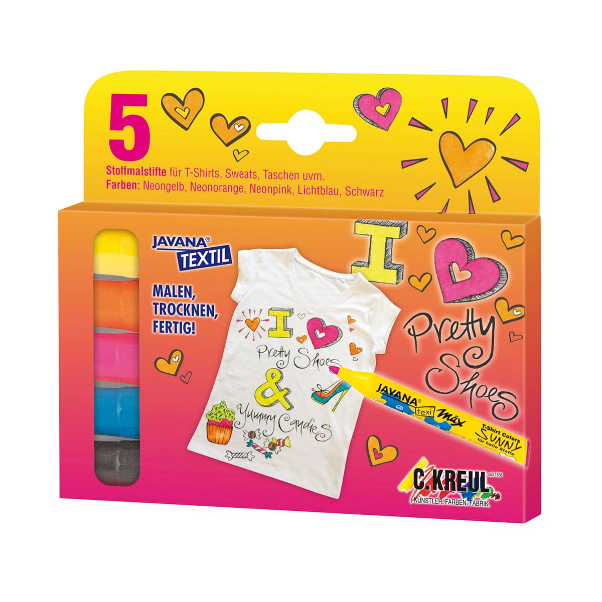 Javana Texi Max Sunny Textielstift 5 Neon Colores