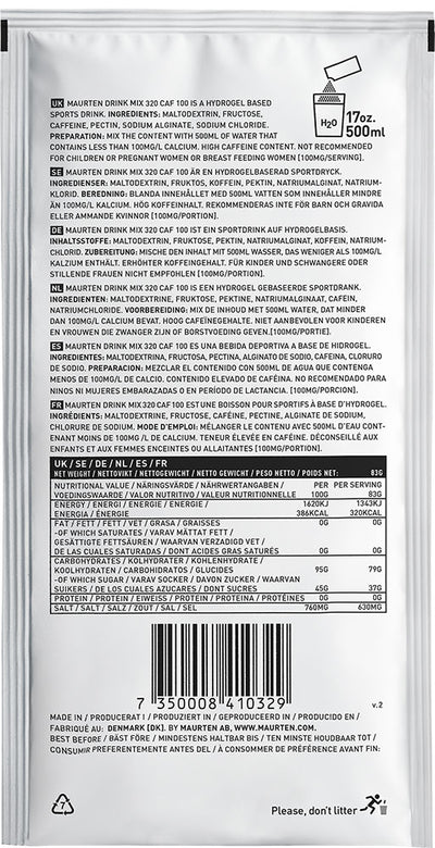 Maurten drink mix 320 caf 100 bevanda idrogel in polvere + caffeina 83g