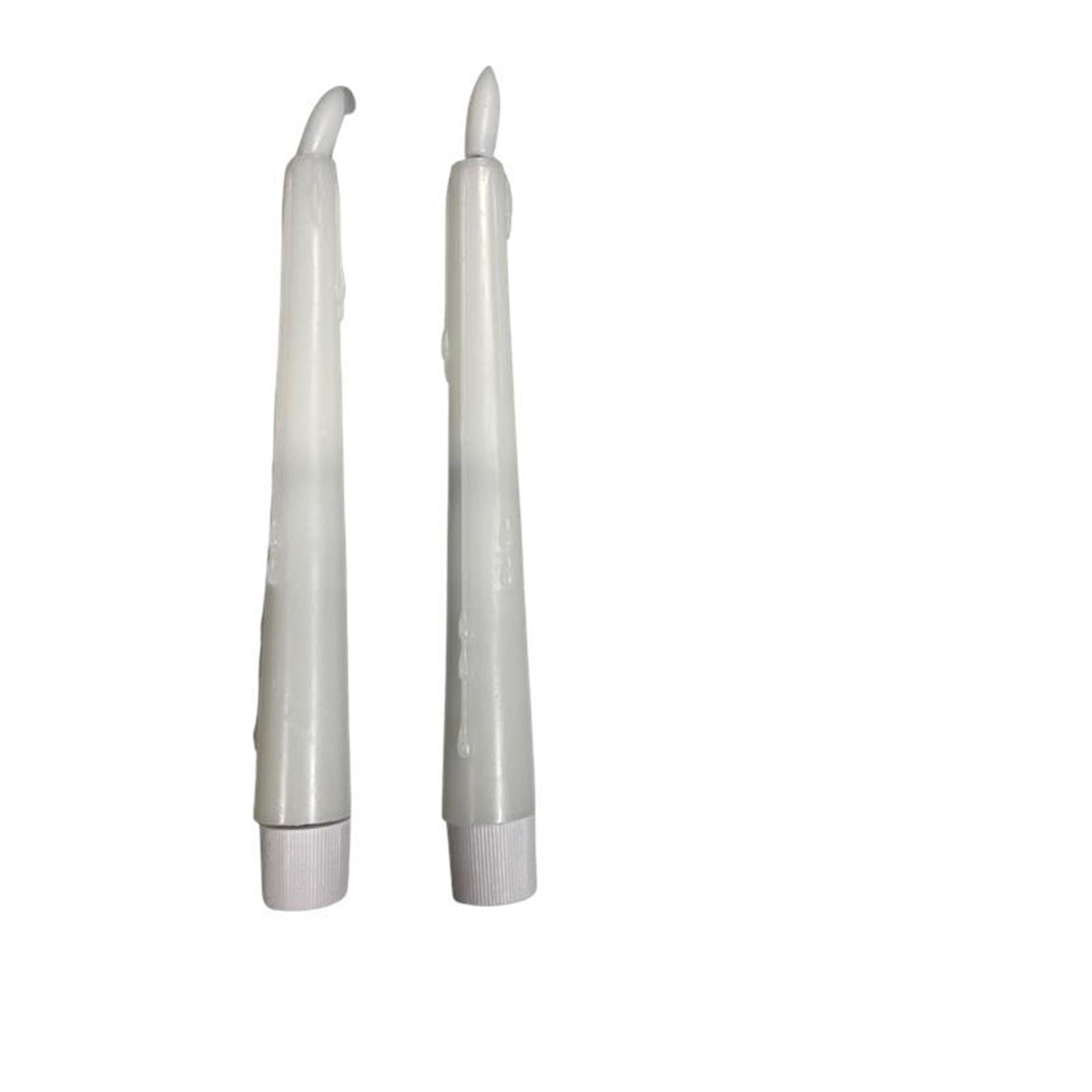 Velas mágicas con llama LED para cena goteo 20 cm blanco juego de 2