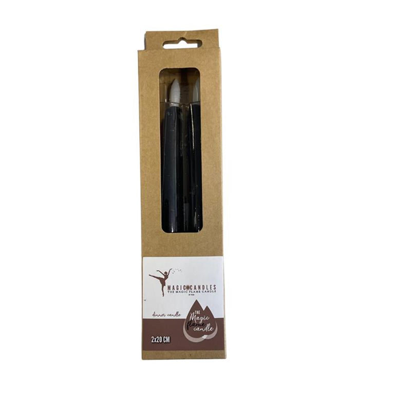 Candele a fiamma magica led cena a goccia 20 cm nero set da 2
