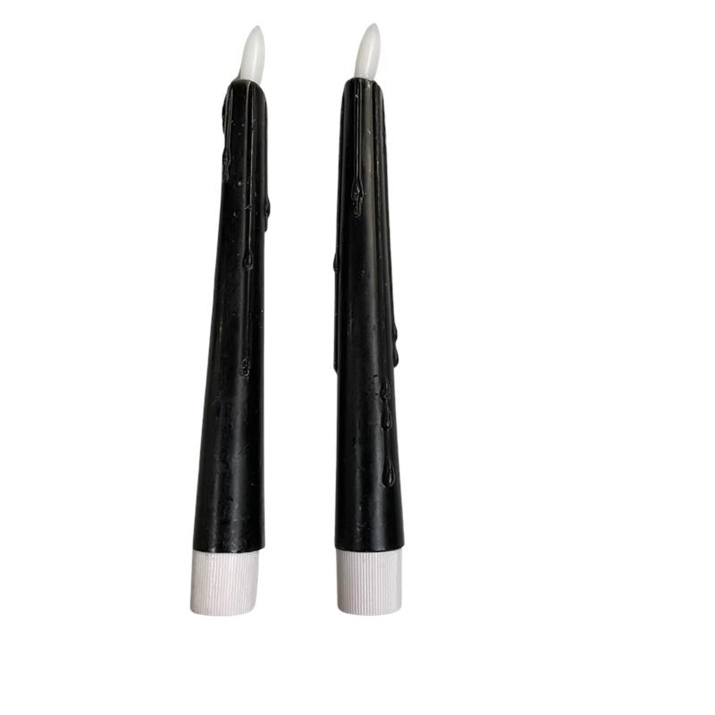 Candele a fiamma magica led cena a goccia 20 cm nero set da 2