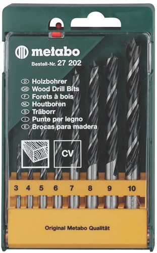 Metabo Accesorios casete de brocas, 8 brocas para madera - 627202000