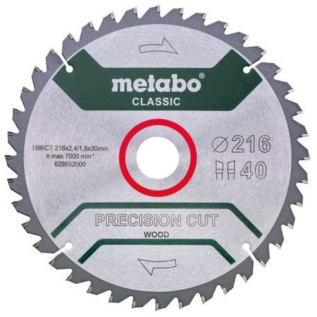 Accesorios Metabo hoja de sierra circular | corte de precisión clásico | 216x30mm | z40 wz 5° neg b - 628652000
