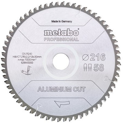 Accesorios Metabo hoja de sierra circular | perfil corte aluminio | 254x30mm | z72 fz tz 5° negativo - 628447000