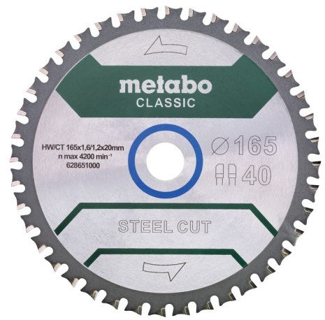 Accessori Metabo lama per sega circolare | taglio in acciaio classico | 165x20mm | z40 fzfa fzfa 4° b - 628651000